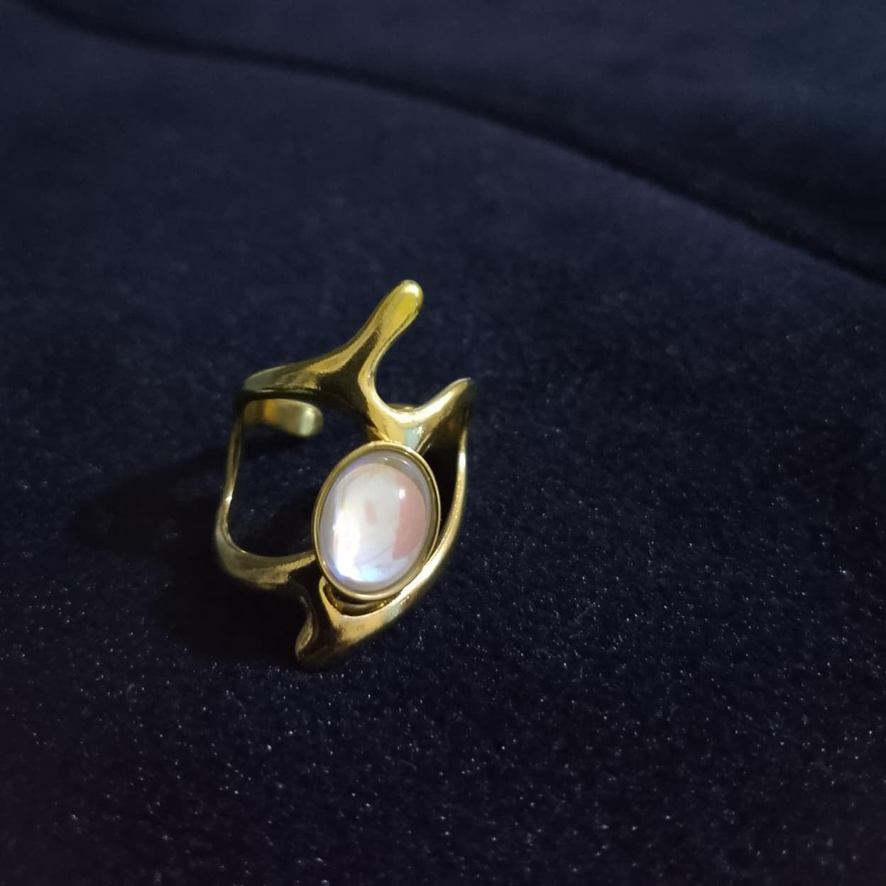 Stainless steel  Natural Stone Open Ring  - Each