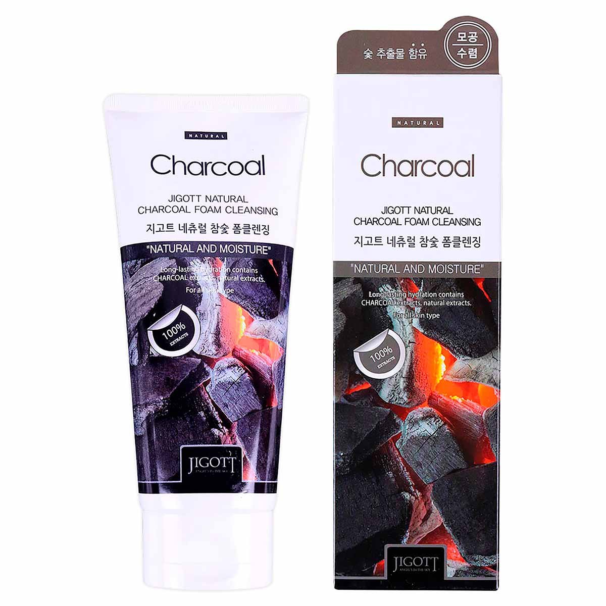 Jigott Natural Charcoal Foam Cleansing Facial Cleanser - 180ml
