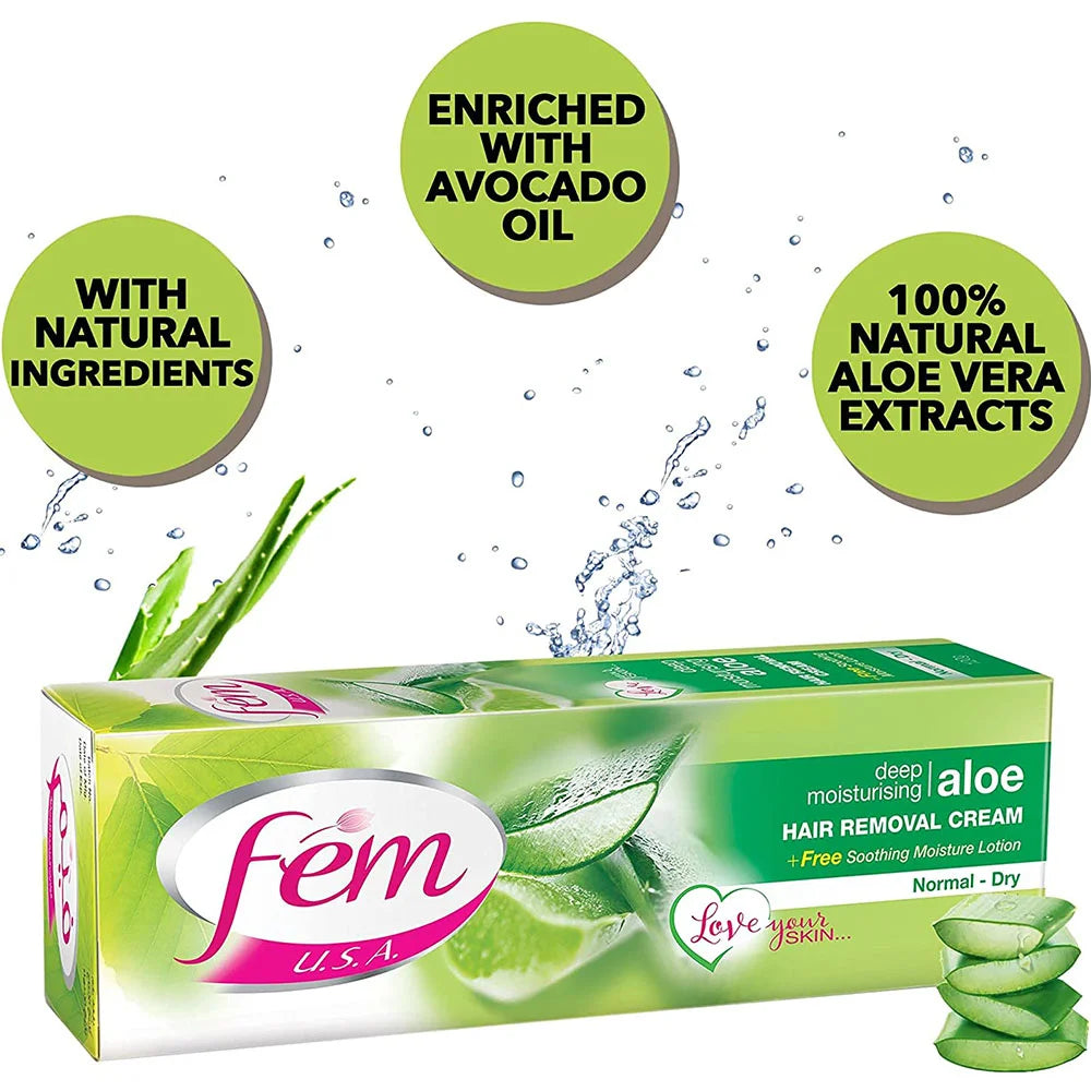 Fem USA Hair Removal Cream with Aloe Vera - 120g