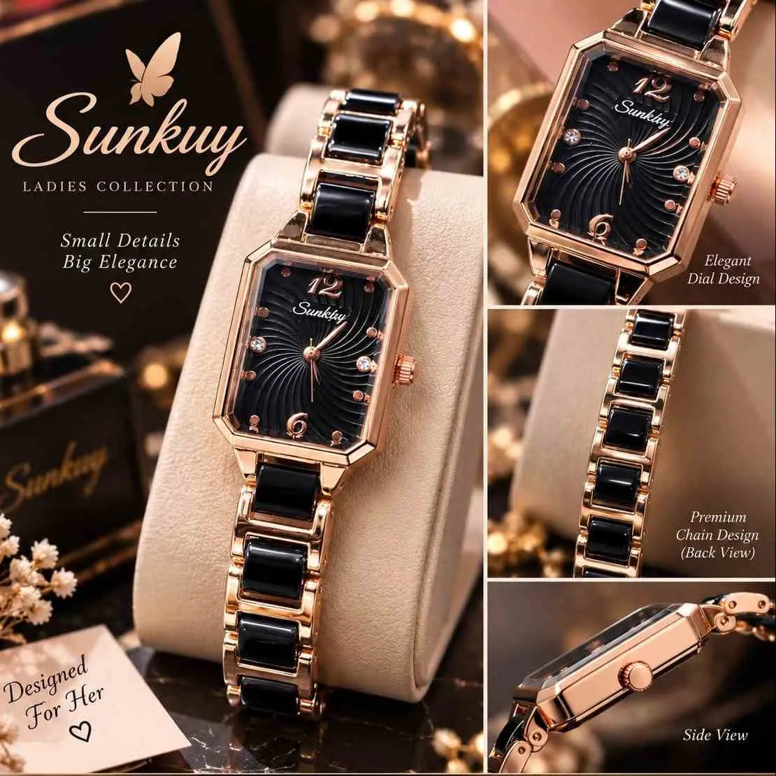 Sunkuy rectangular quartz women's watch