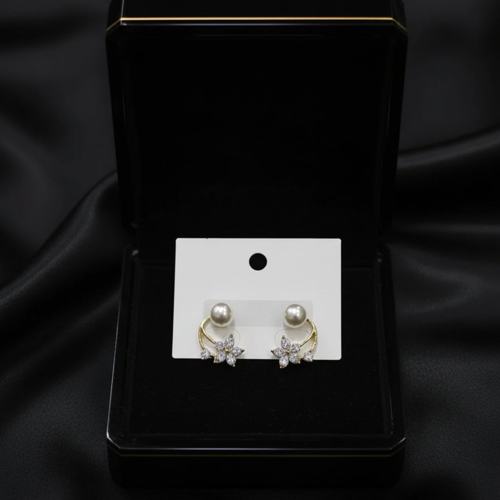 Pearl & crystal floral earrings