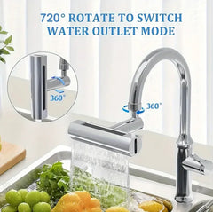 Universal Kitchen Waterfall Faucet -  4-Mode Nozzle for Kitchen Sink