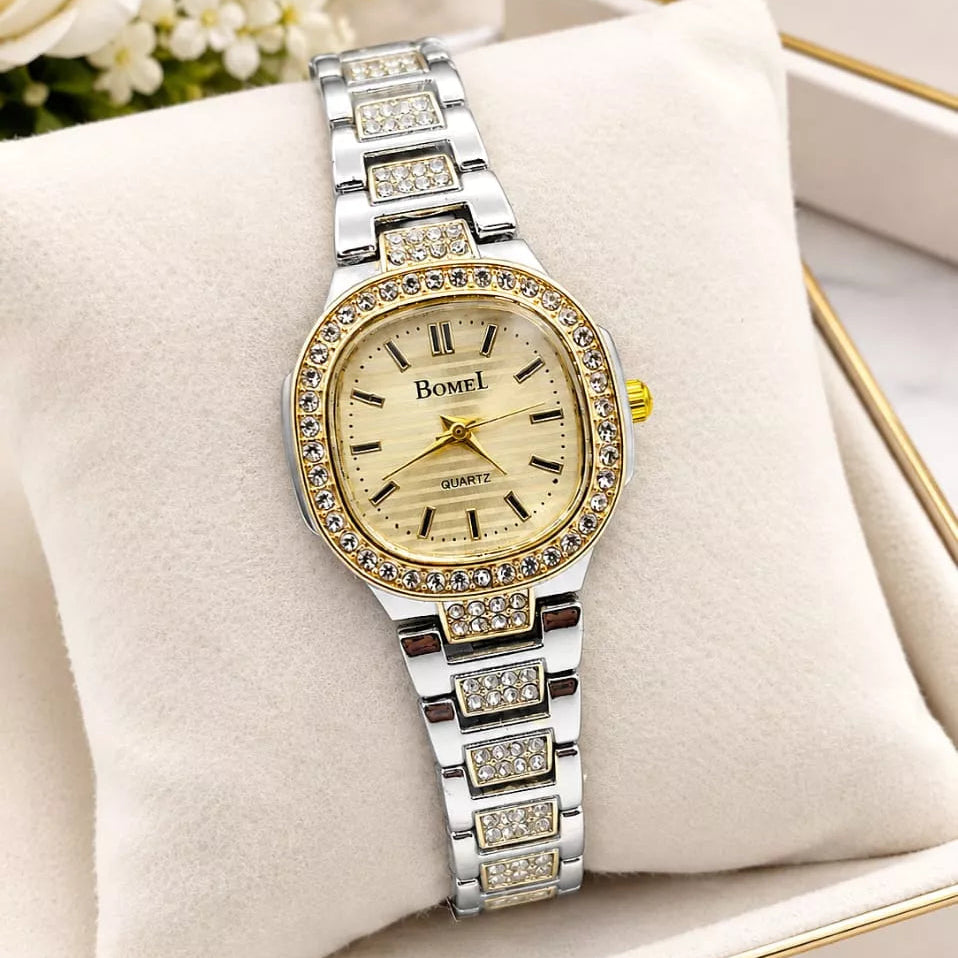 Bomei Elegant Crystal Stone Ladies Watch - with Box