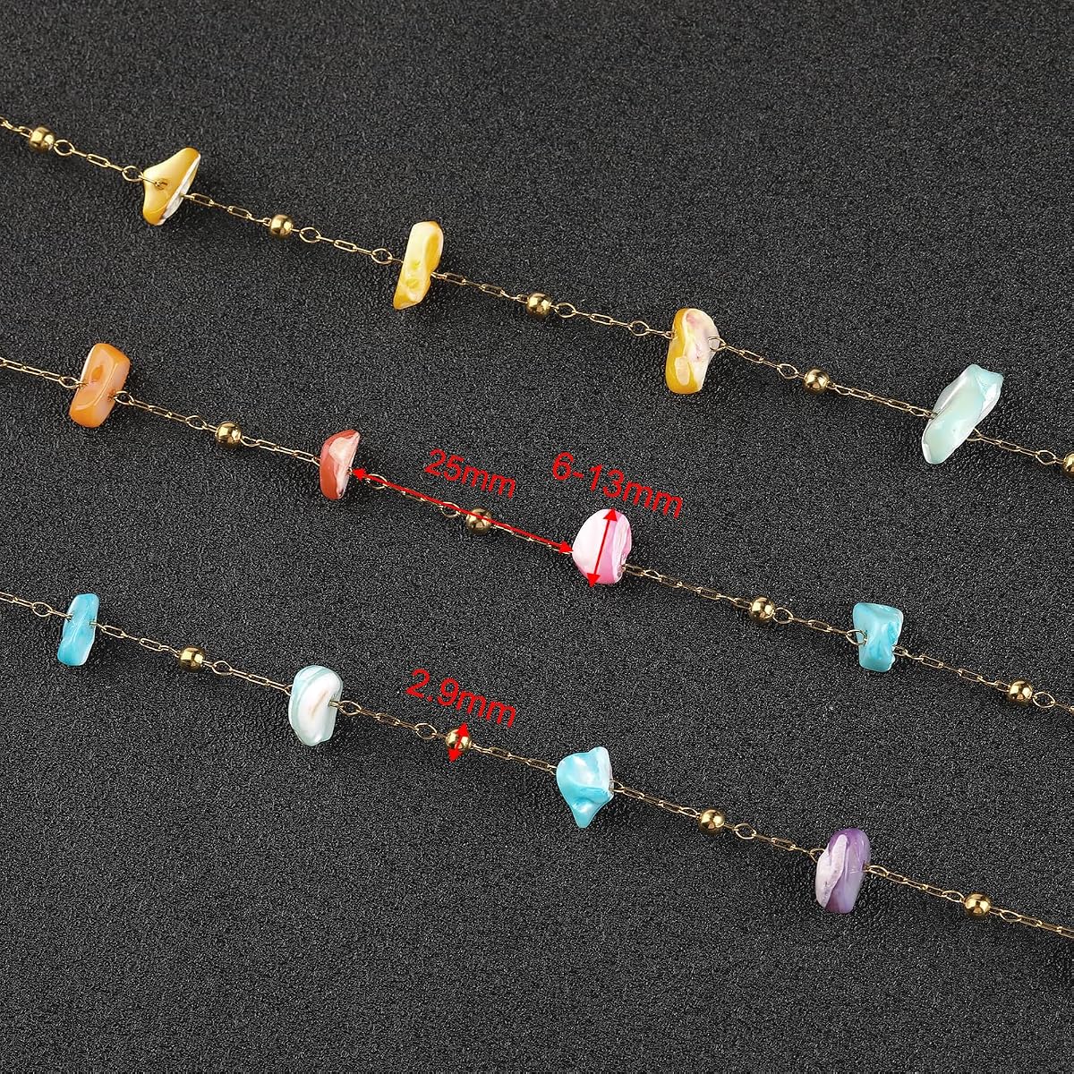 Colorful Irregular Shape Shell Chain Permanent Bracelet