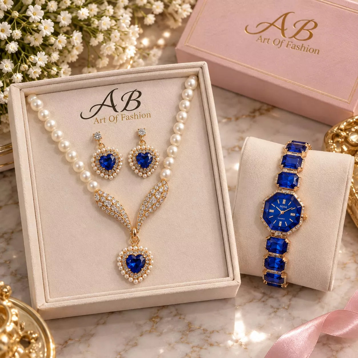 AB Art Of Fashion jewelry and watch gift set - With Normal Box