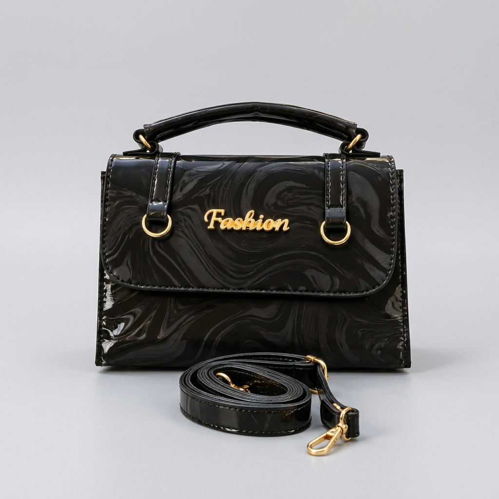 Fashion Marble Print Flap Top Handle Crossbody Bag with Shoulder Strap