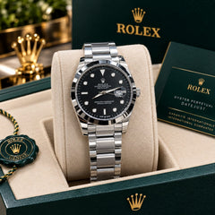 ROLEX Regular Dial Gents Watch – Heavy Stainless Steel Chain, Date Display & Push Lock