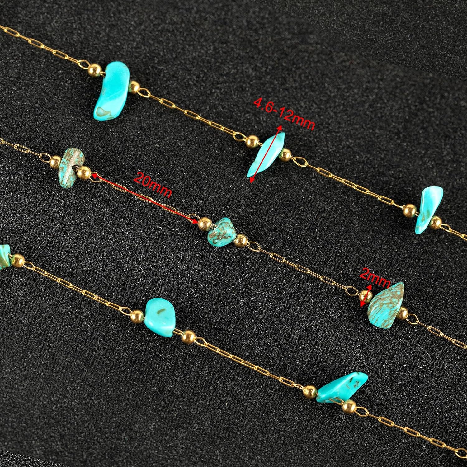 Turquoise Blue Natural Raw Healing Stone Chain Permanent Bracelet
