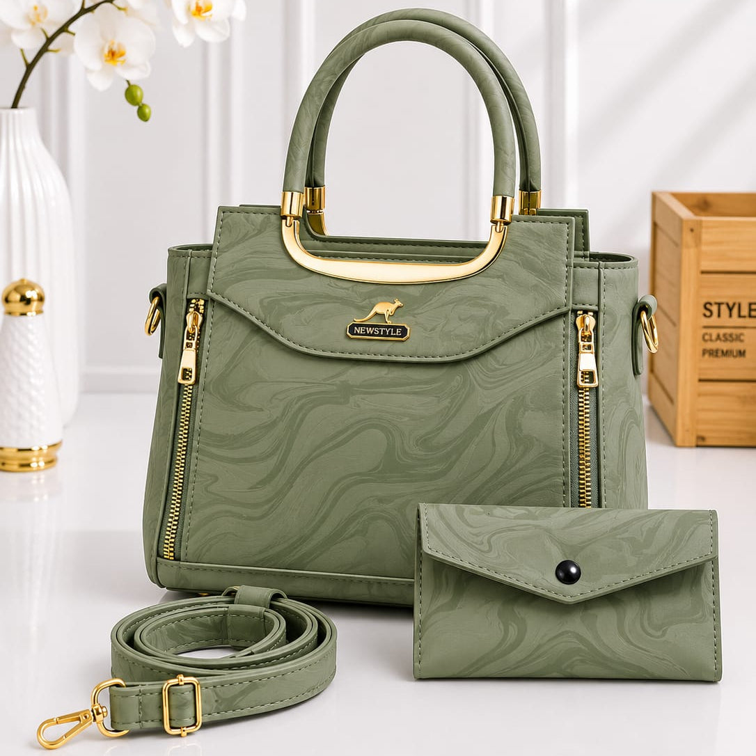 Premium Women's Handbag Set - 2 Pcs Set - Handbag + Matching Wallet