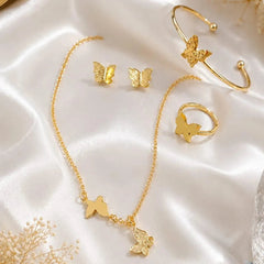 Gold Plated Butterfly Jewelry Set