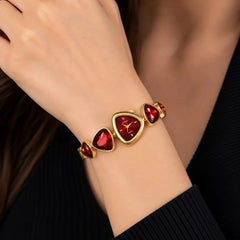 Geometric Gemstone & Asymmetric Dial Women's Bracelet Watch