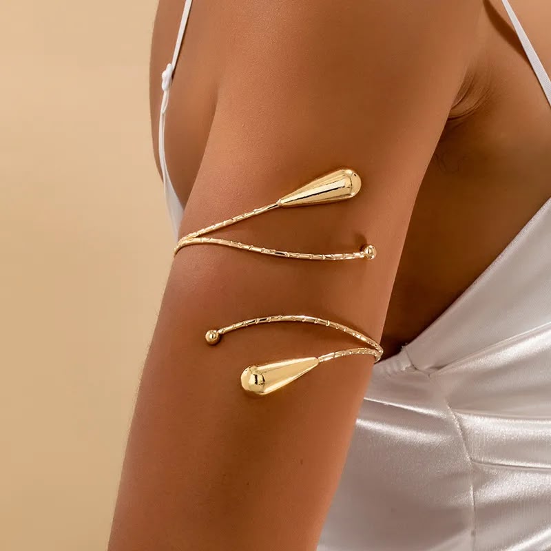 Stainless Steel Minimalist Vintage Elegant Water Drop arm cuff - Each