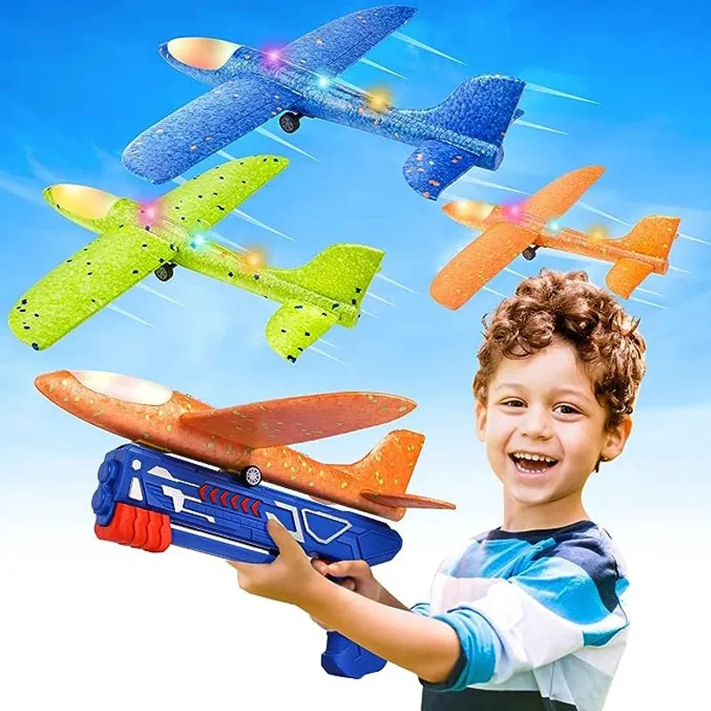 Airplane Launcher Toy, Foam Throwing Glider Plane with Catapult Gun