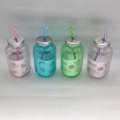 Creative Colorful Plastic Mason Jar Cup