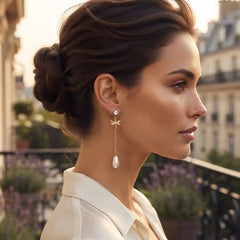 Gold Plated Stainless Steel Pearl Drop Earring - Each
