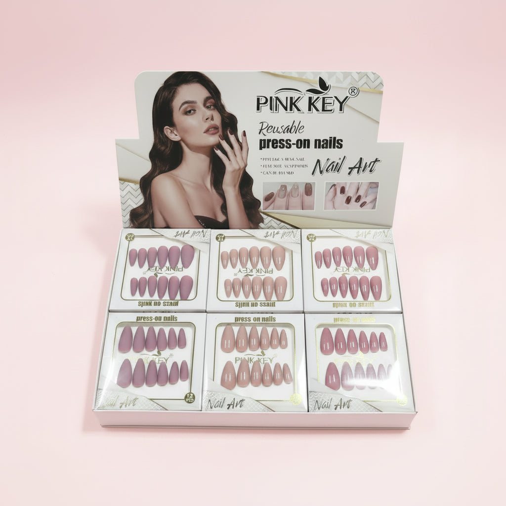 PINK KEY Reusable Matte Press On Nails