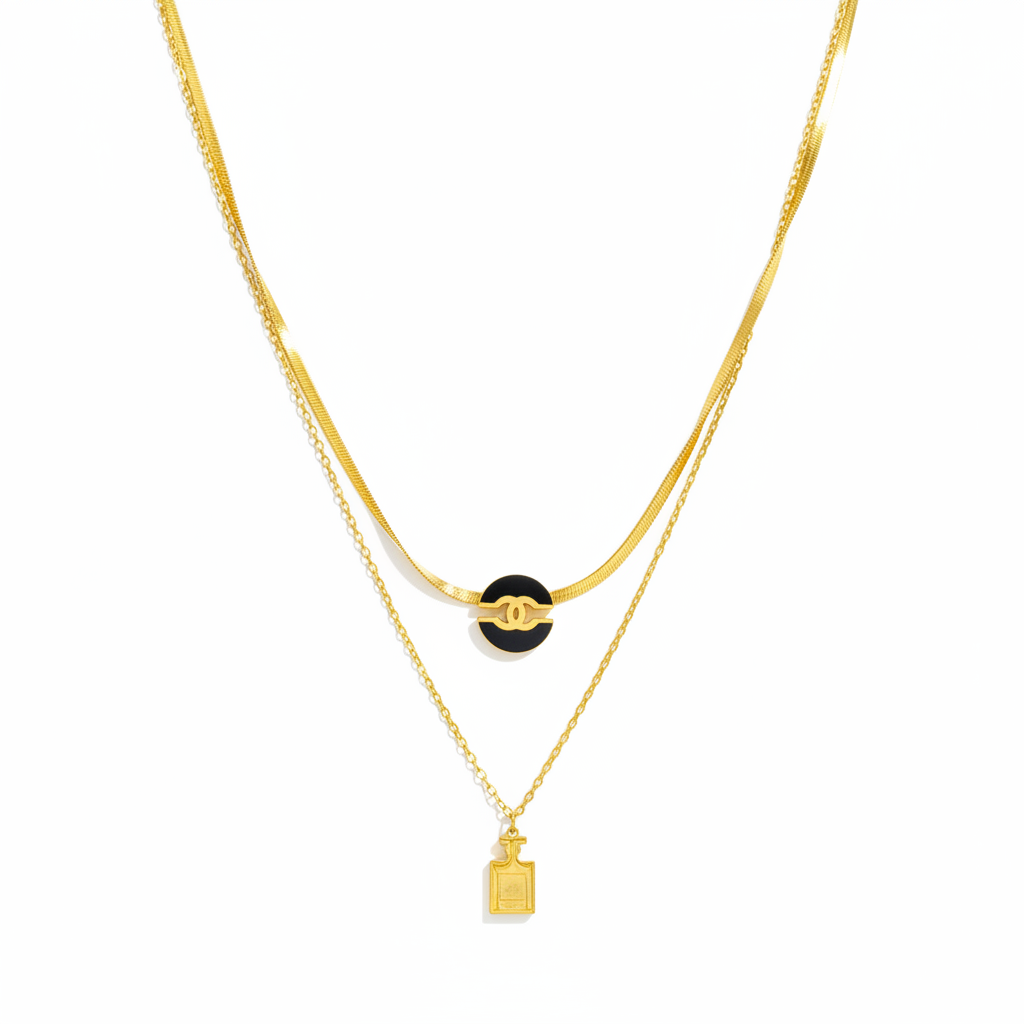 stainless steel luxury-inspired Chanel Double Strand Layered Necklace - Each