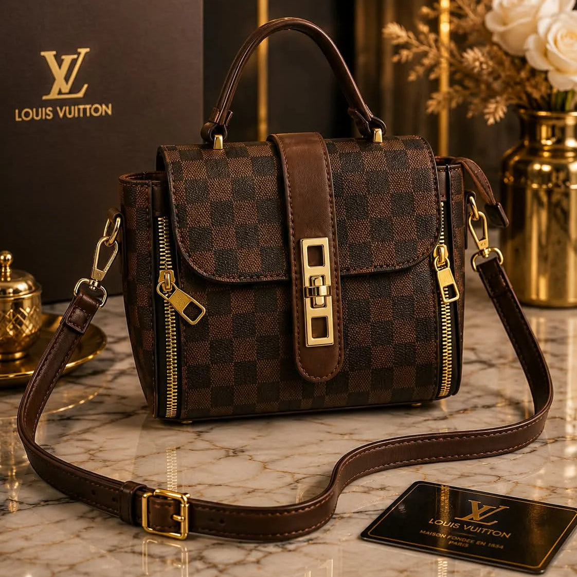 Louis Vuitton Damier Pattern Crossbody Handbag