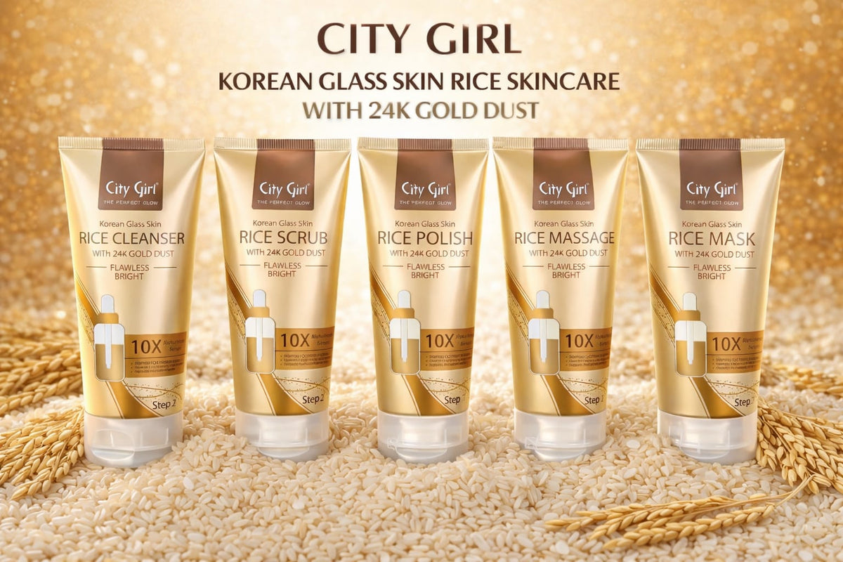 City Girl Korean Glass Skin Rice Facial Kit with 24K Gold Dust - 5 Steps
