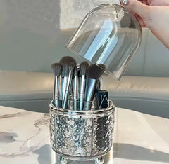 Luxury Silver Makeup Brush Storage Box With Cover