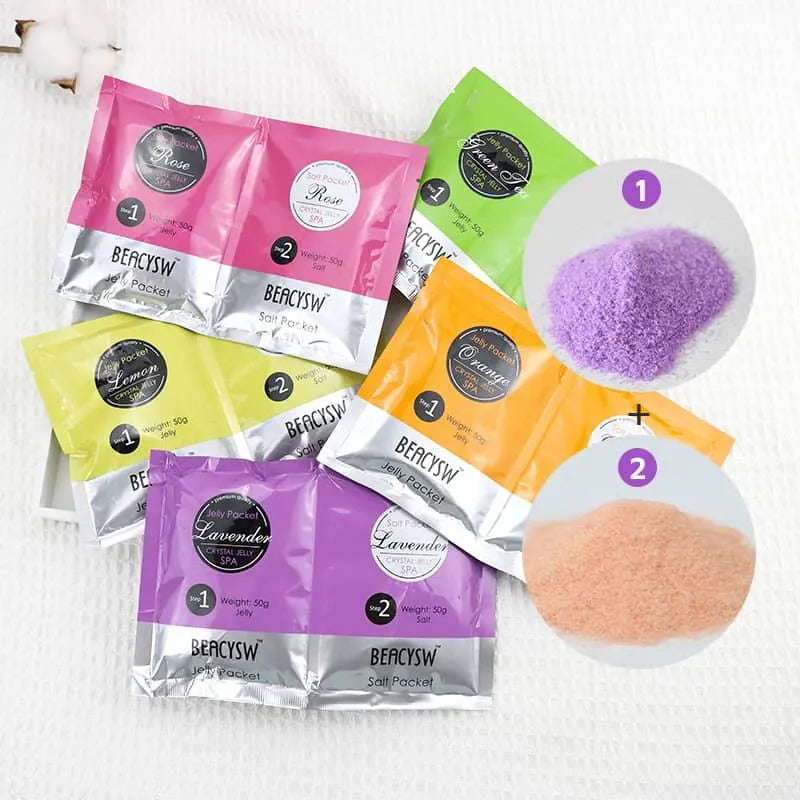 BEACYSW Foot Soak Powder Jelly Pocket Spa Pedicure Set