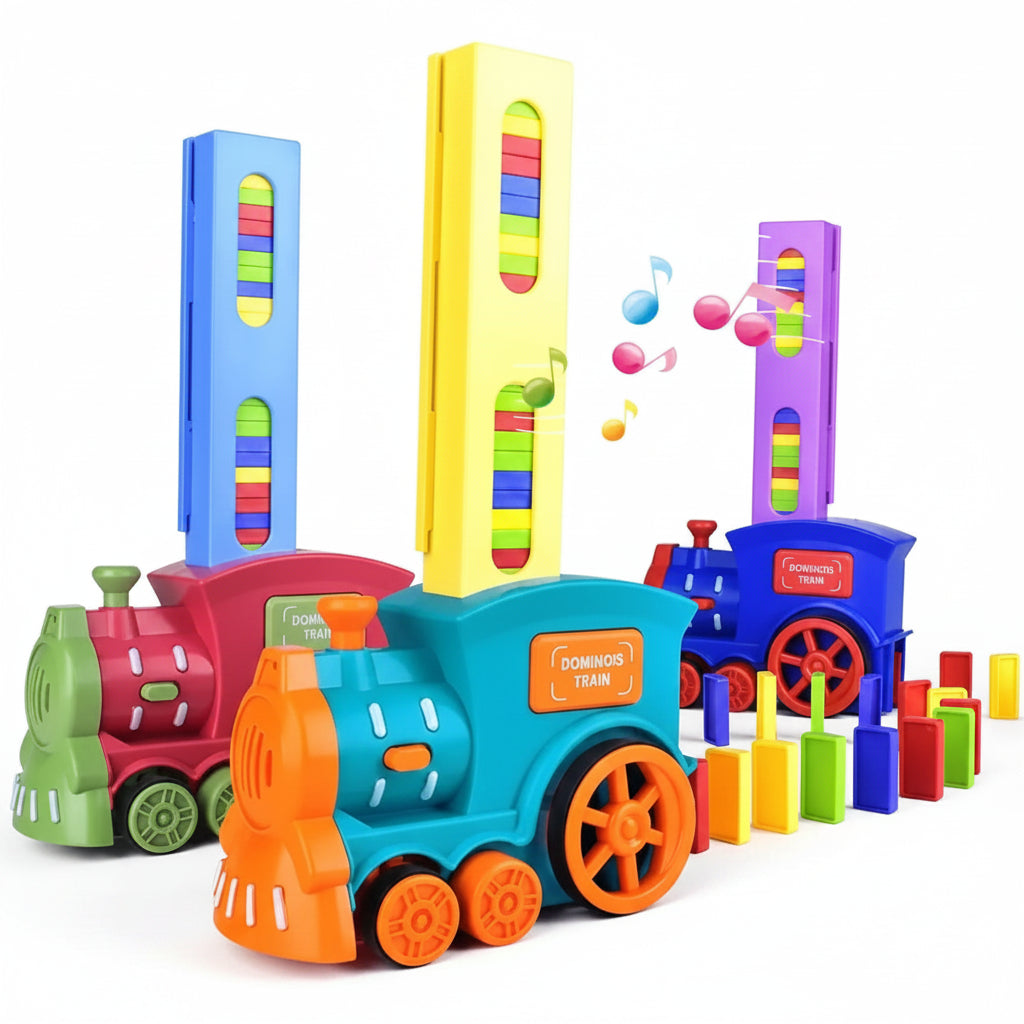 Domino Train Toy  Sound Automatic Domino Train Set - 60 Piece