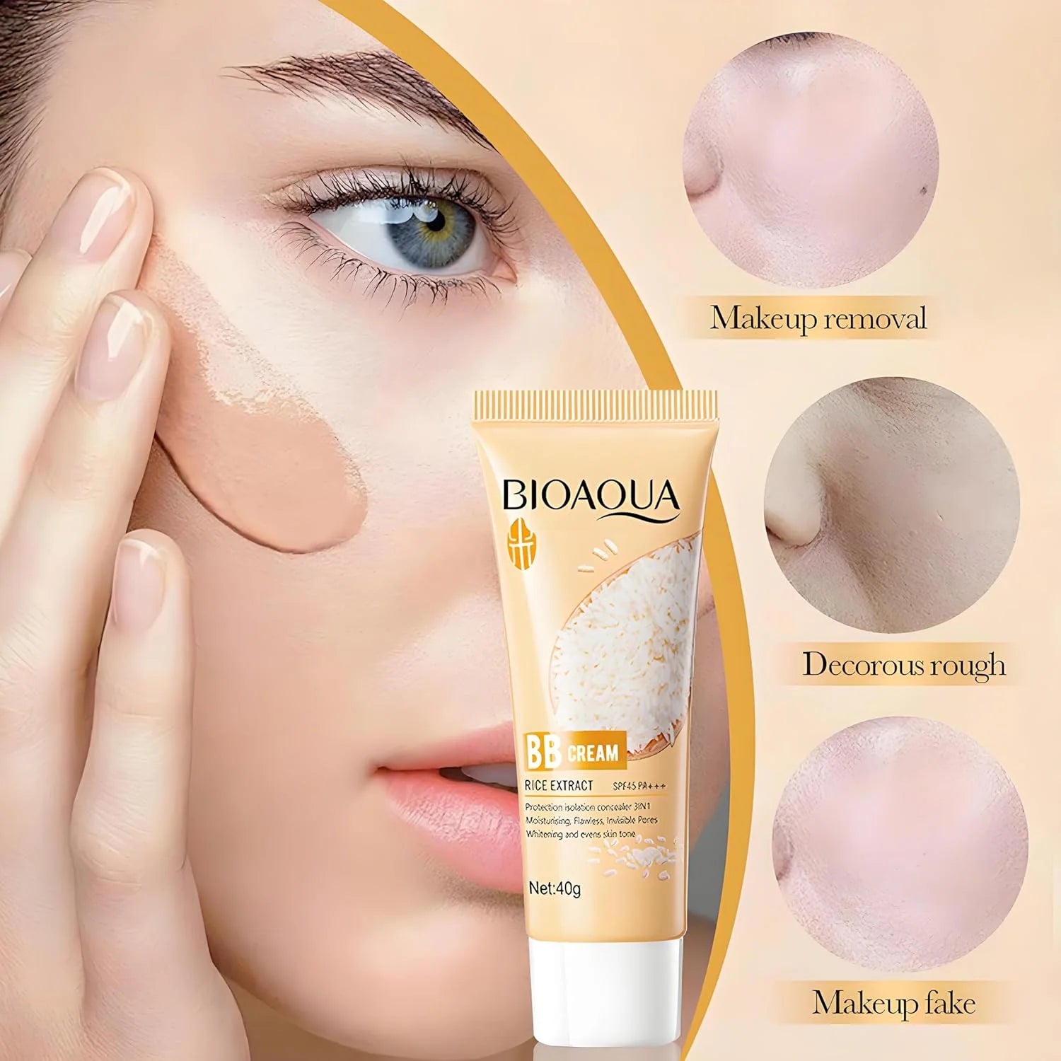 Bioaqua Rice Raw Pulp SPF45 PA+++ BB Cream - 40g