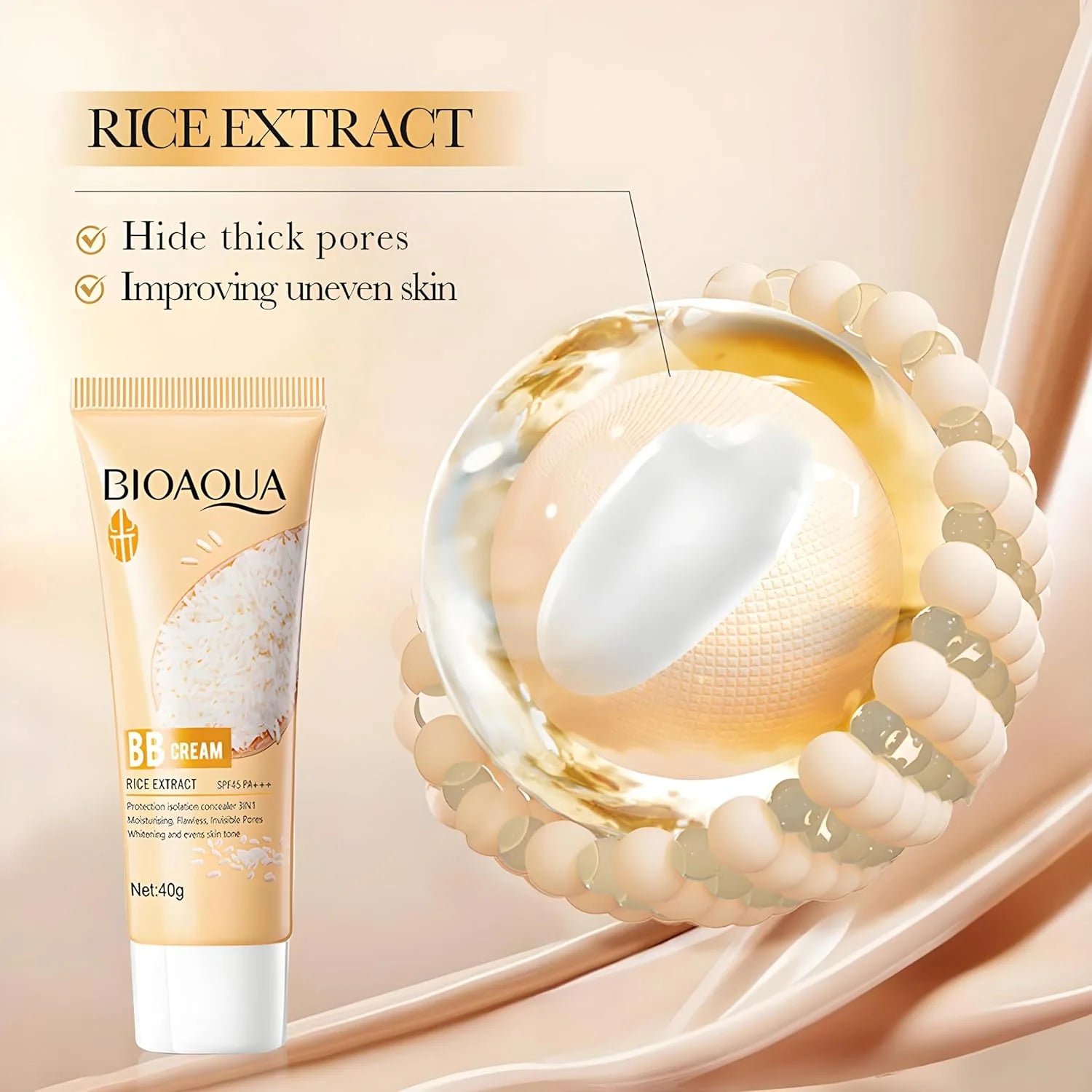 Bioaqua Rice Raw Pulp SPF45 PA+++ BB Cream - 40g