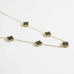 Stylish Black Clover Gold-Tone Chain Necklace - Each