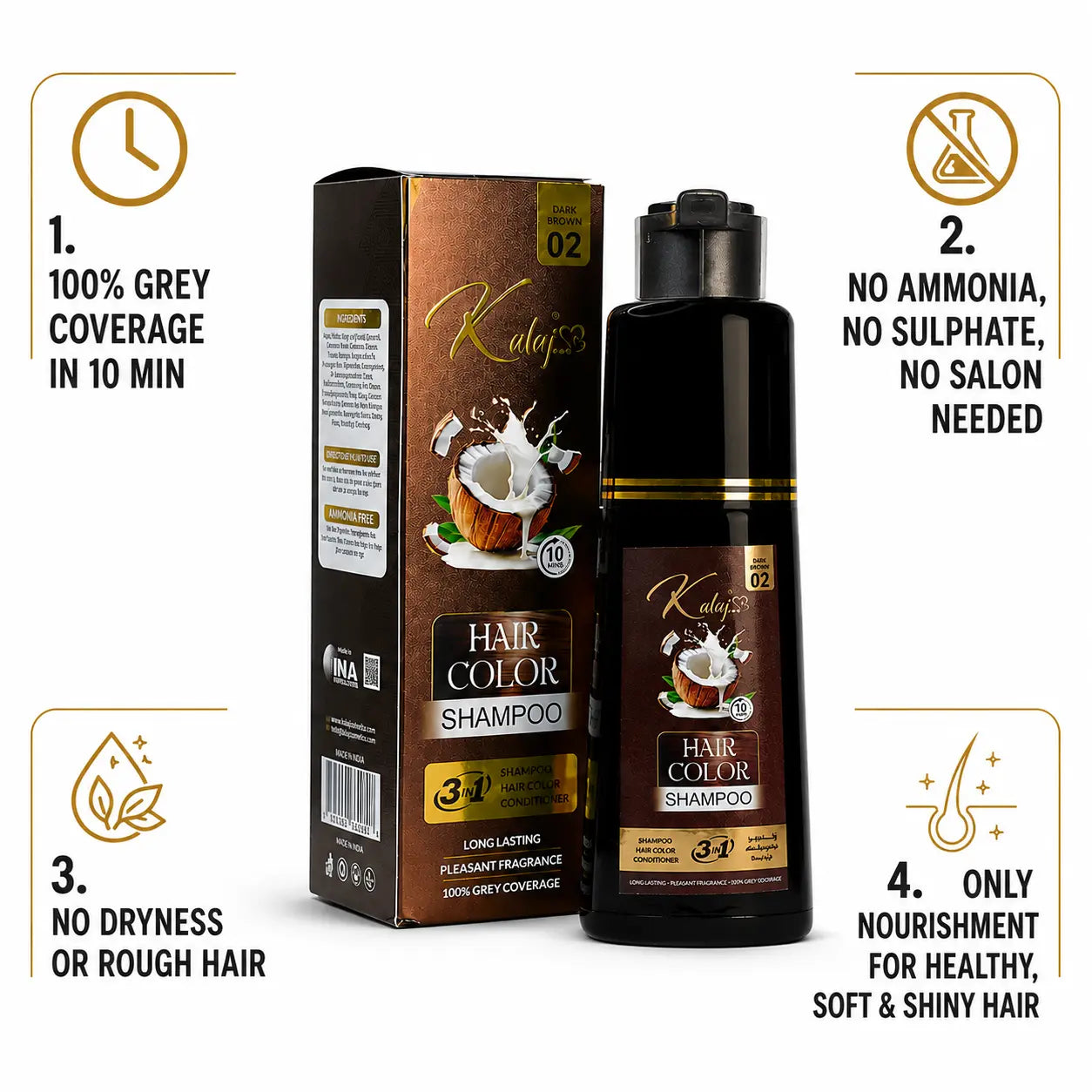 kalaj 3-in-1 Hair Color Shampoo Instant Results