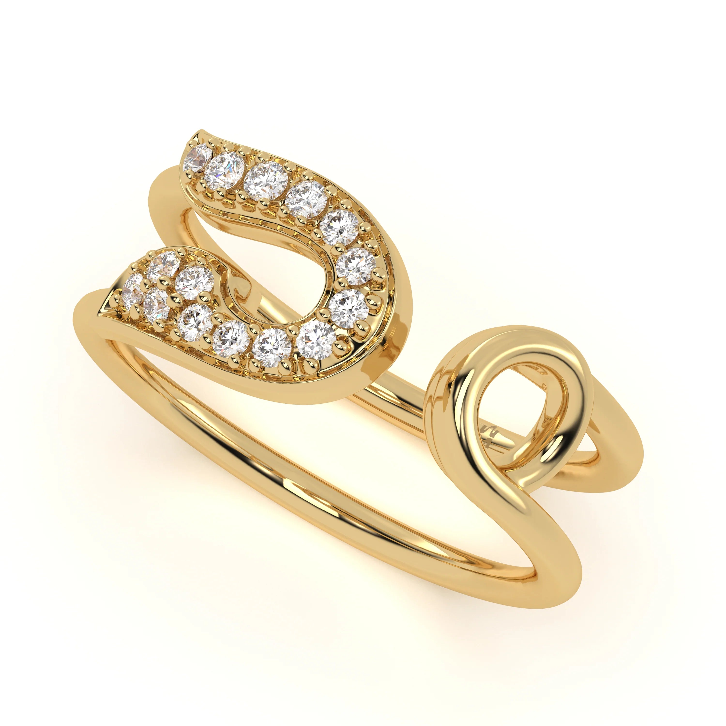 Stainless Steel Sparkle Zircon Open Ring