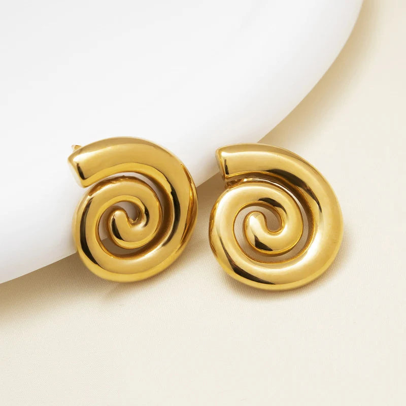Stainless Steel Spiral Chunky Earrings - Each Pair