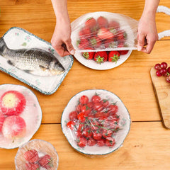 Disposable & Reusable Elastic Food Covers - 100 Pcs