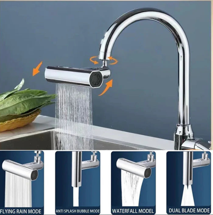Universal Kitchen Waterfall Faucet -  4-Mode Nozzle for Kitchen Sink
