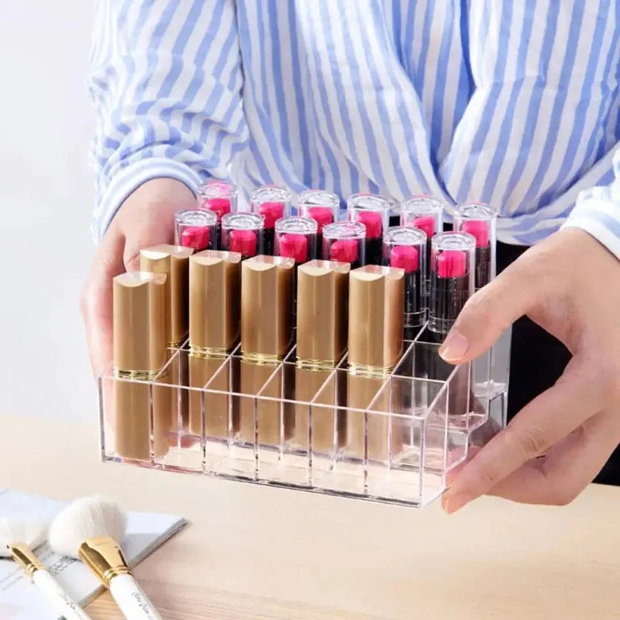 Acrylic Lipstick Nail Polish And Jewellery Display Rack 24 - Grid Lipstick Holder