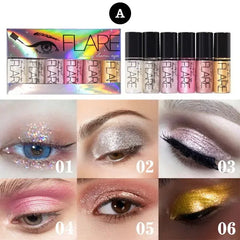 Flare Glitter Eye Shadow - 6Pcs