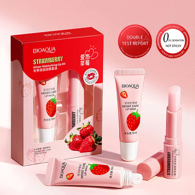 Bioaqua 2 in 1 Strawberry Lipkit Including Lip Balm and Lip Gloss