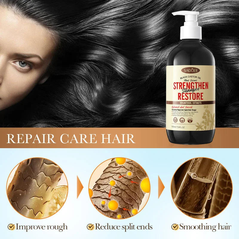 SADOER Black Castor Oil Strengthen Shampoo -  500ml