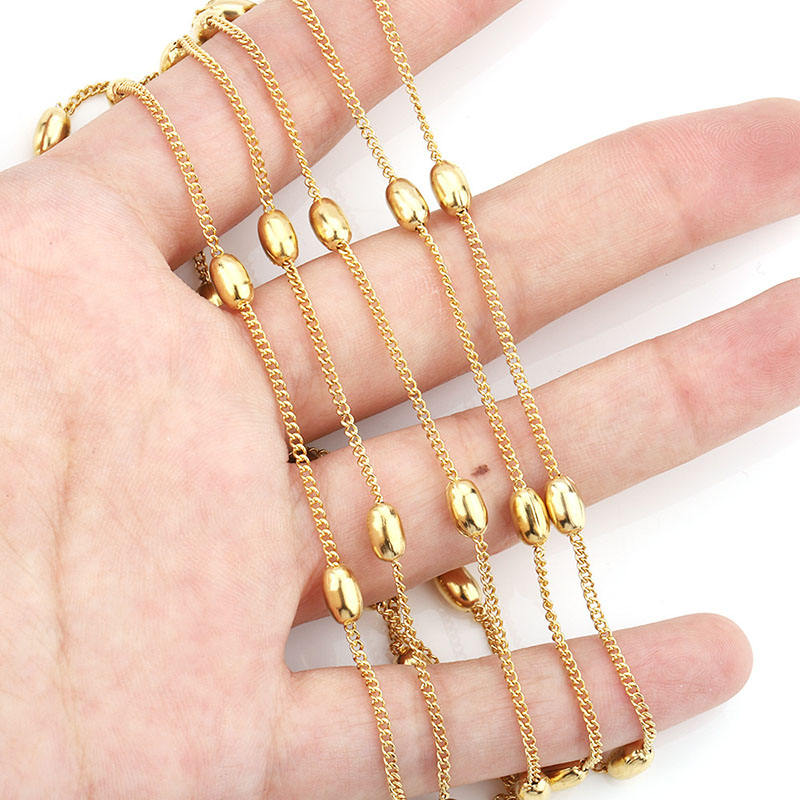 gold-tone oval metallic beads Permanent Bracelet - 5m