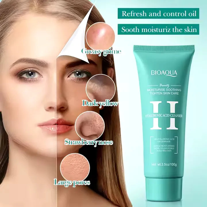 BIOAQUA Hyaluronic Acid Deep Cleaning Acne Oil Control Facial Cleanser - 100g