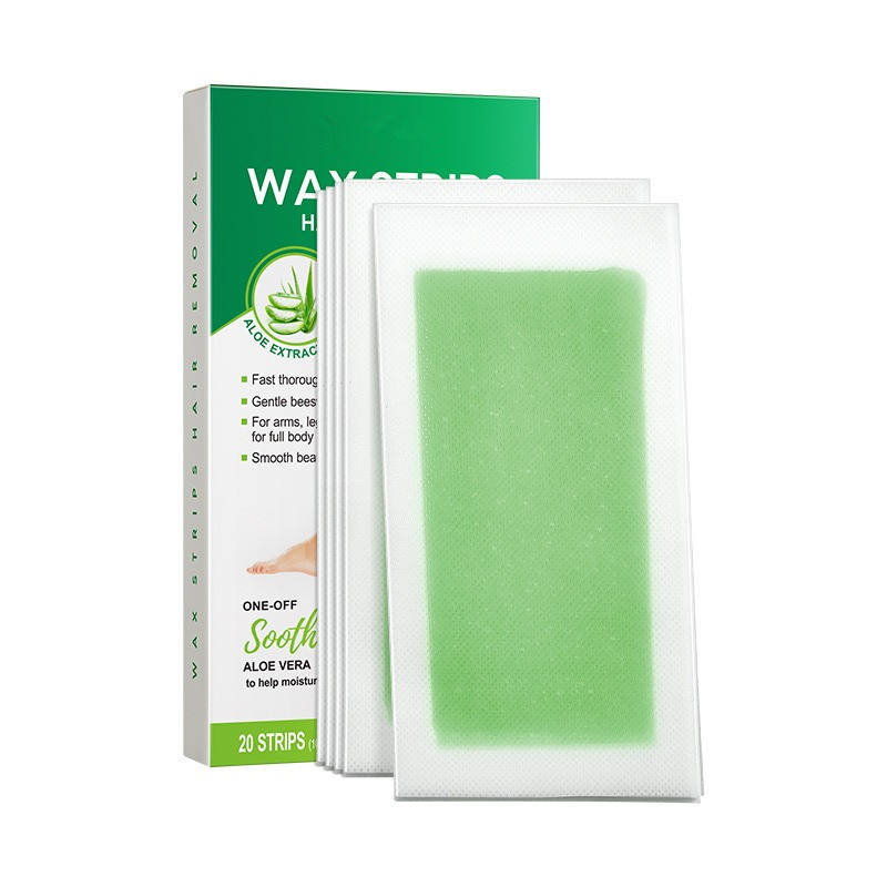 Sadoer Aloe Vera Hair Removal Wax Strips - 10 Double Sided Strips