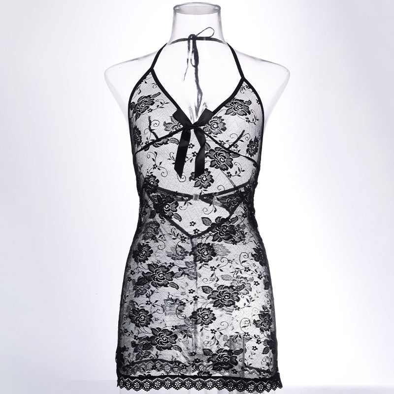 black lace babydoll lingerie set