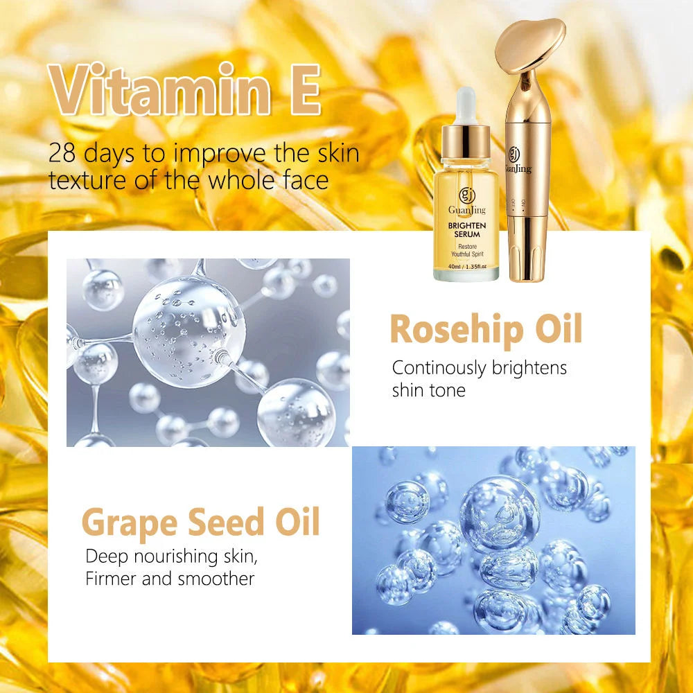 Guanjing Nourishing Vitamin E Skin Care Set with Brightening Serum & Electric Facial Massager