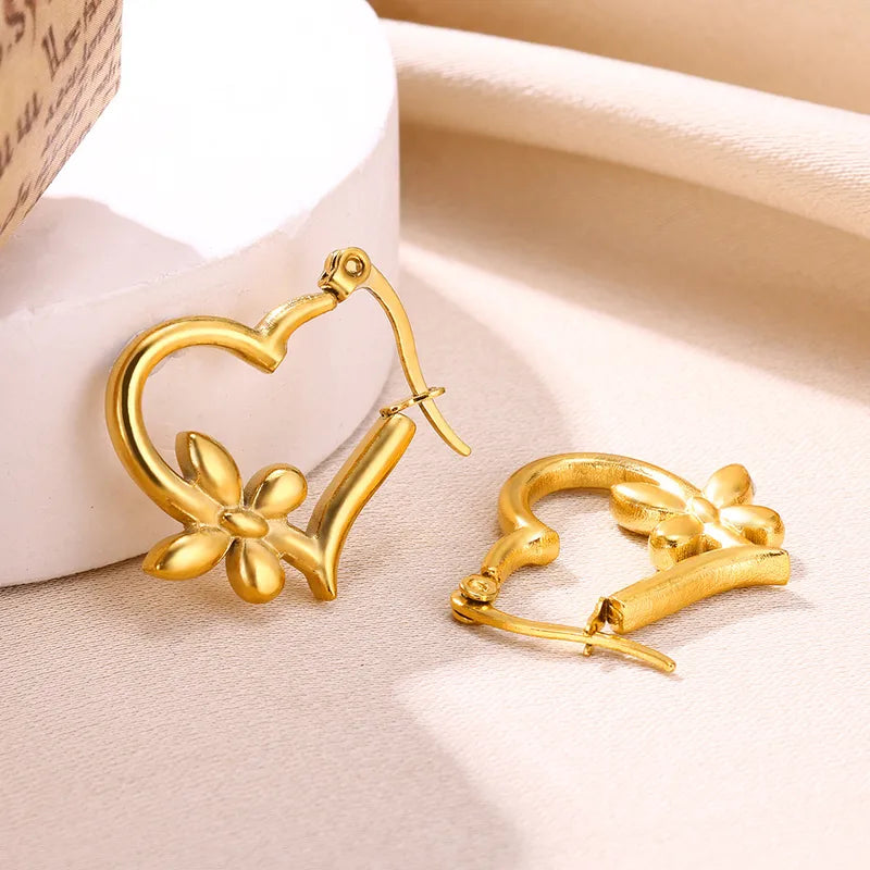 Stainless Steel Butterfly Heart Earrings - Each Set