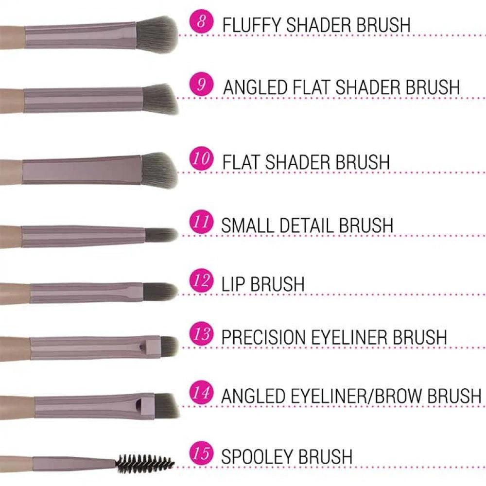 BH Cosmetics Lavish Brush Set With Cosmetic Bag - 15 Pcs