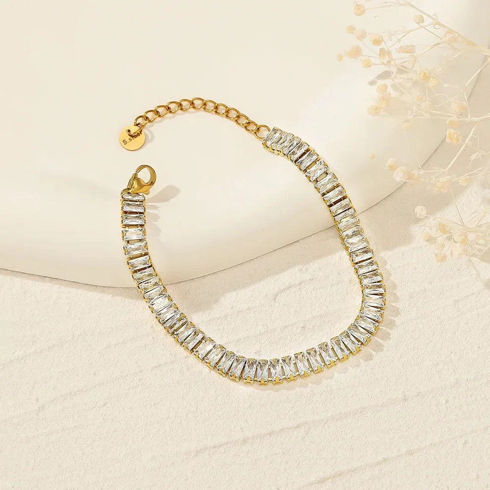 Stainless Steel Golden Tennis Bracelet - Each