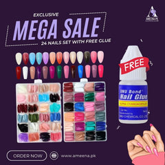 Artificial Nails 576Pcs - 24 Sets with Complimentary Glue