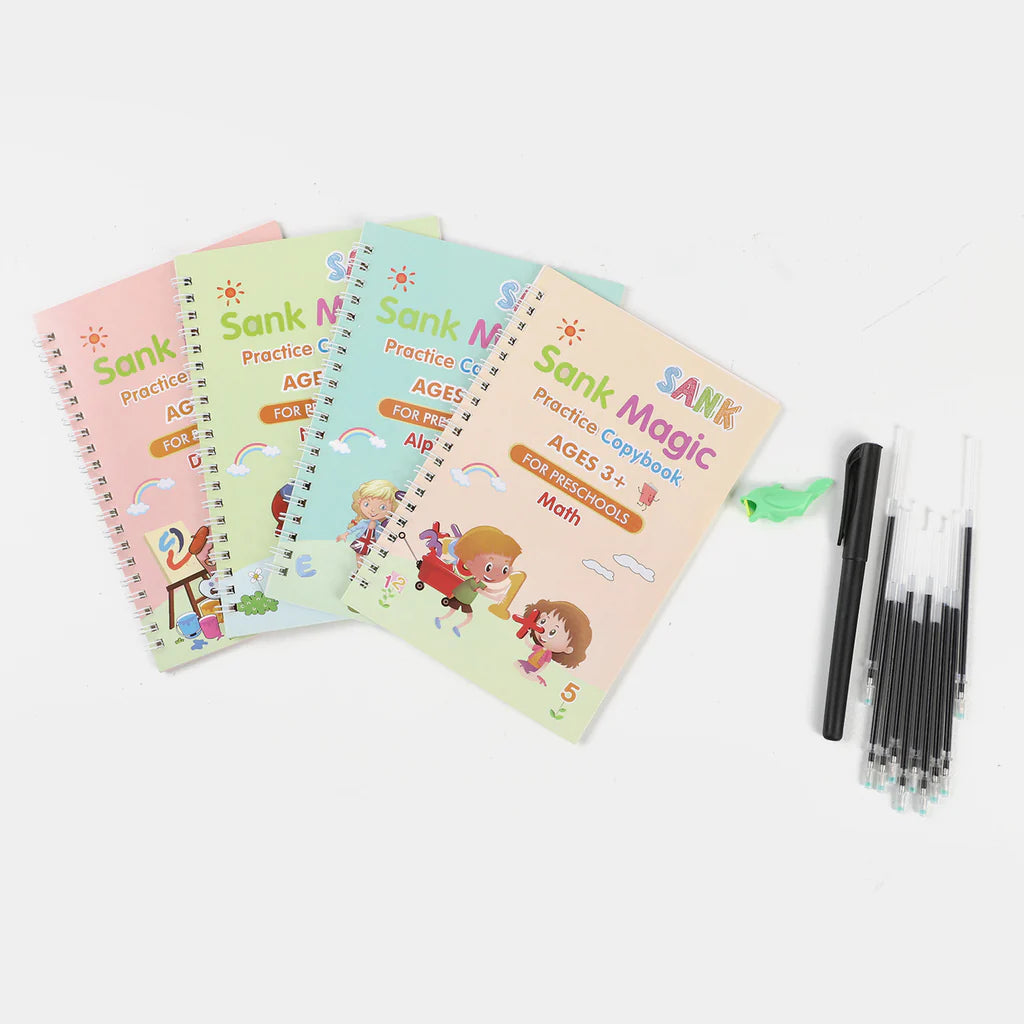 Sank Magic Practice Copybooks with Magic Pen - 10 Refills( Pack Of 4 )