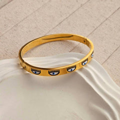 Stainless Steel Evil Eye Bangle Bracelet