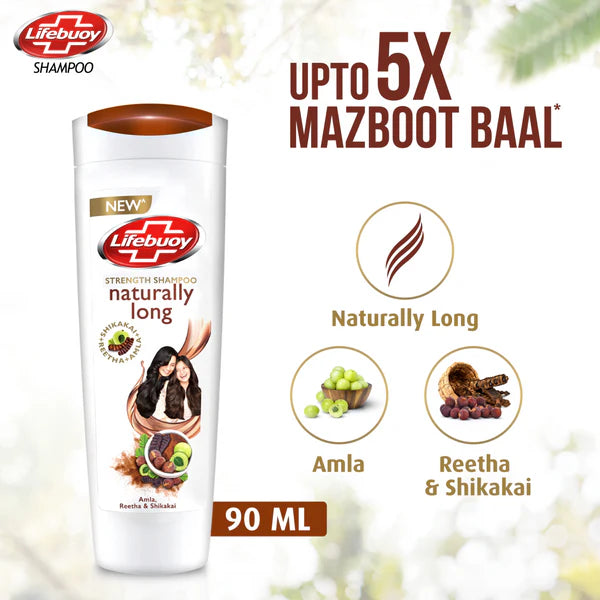 Lifebuoy Naturally Long Amla Reetha & Shikakai Strength Shampoo, 90ml